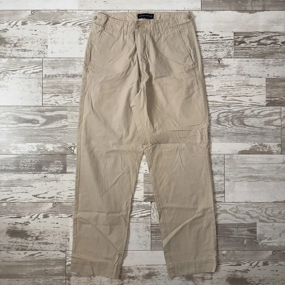 Banana Republic Pants Mens 34x30 Beige Canvas Chino Adjustable Waist Straight